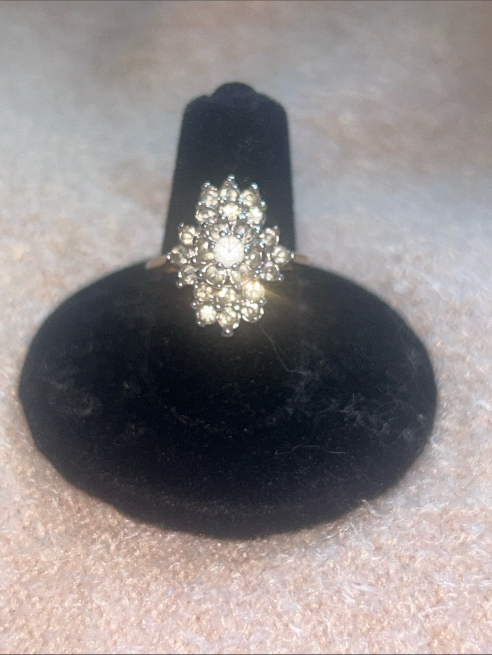 Lia Sophia Silver-Tone White Stone Floral Cluster Ring